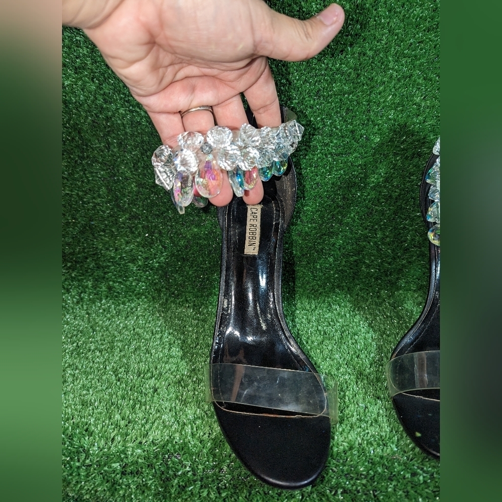 Cape Robbin Suzzy 54 Womens Clear Toe Gem Embellished Heel Size 10 - Picture 5 of 8